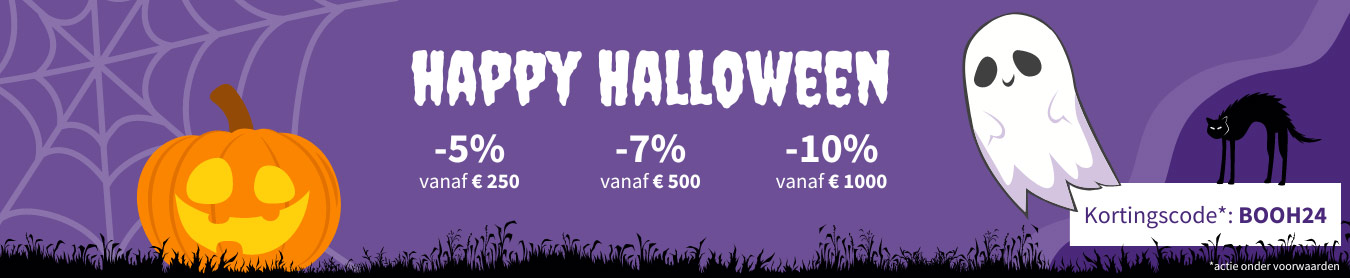 Happy halloween! Ontvang kortingen tot 10% op uw online bestellingen met de kortingscode BOOH24.