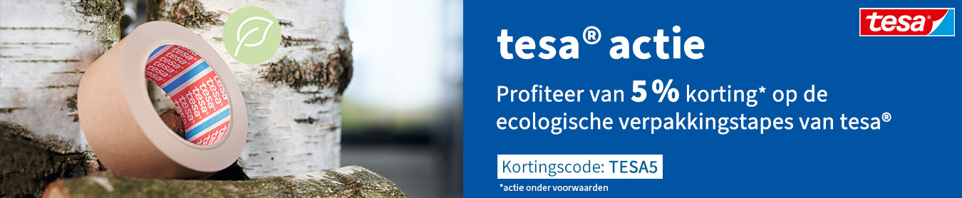 Profiteer van 5% korting op de ecologische verpakkingstapes van tesa® (afbeelding)