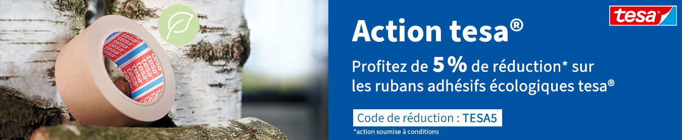 Action tesa® Profitez de 5% de réduction sur les rubans adhésifs durables (image)