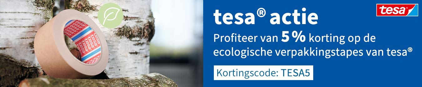 Profiteer van 5% korting op de ecologische verpakkingstapes van tesa® (afbeelding)